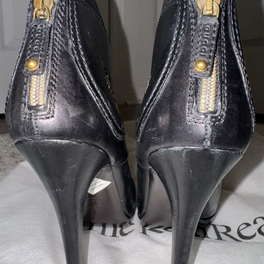 Authentic leather Gucci black Diana Ankle boots Size 8 - Picture 8 of 11